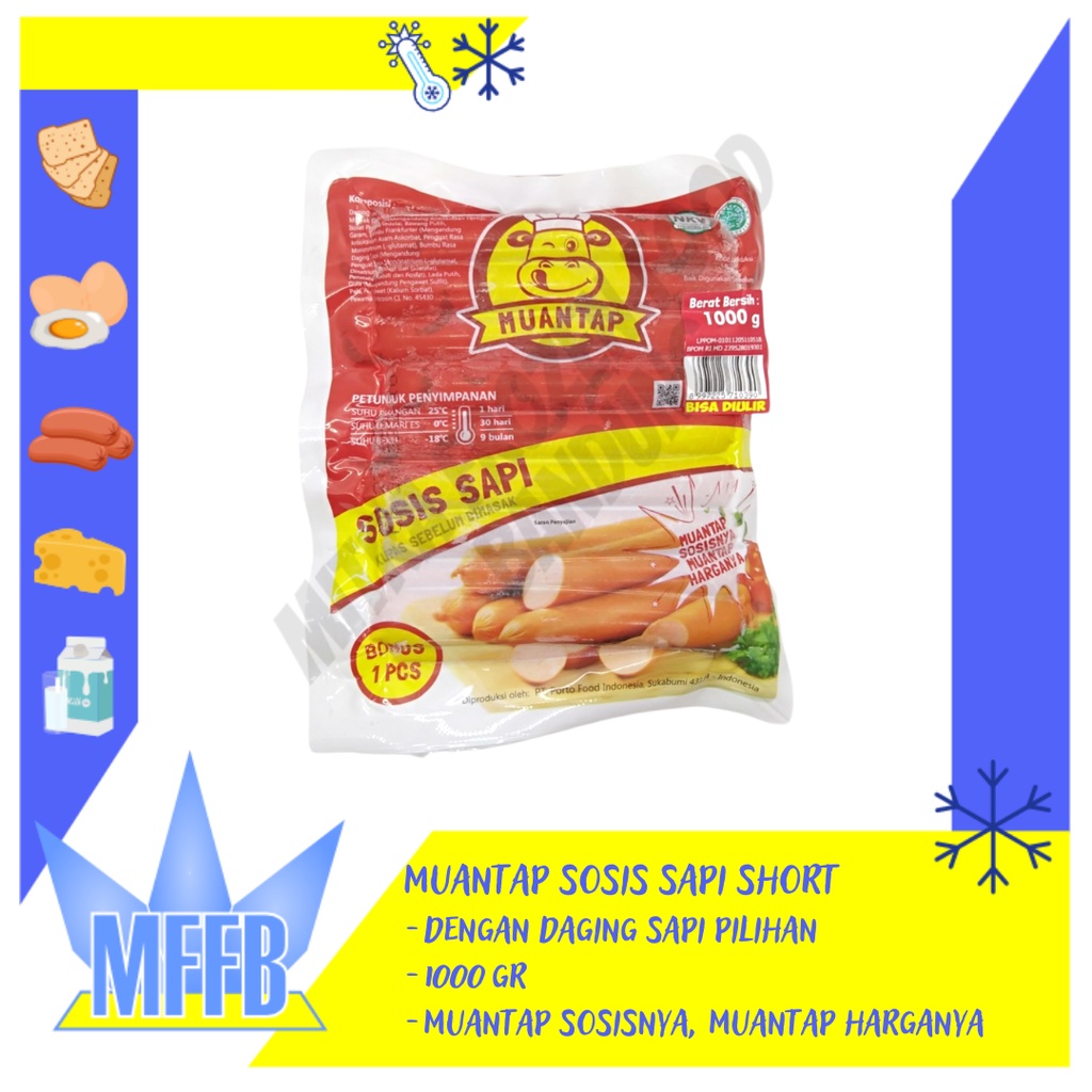 

Muantap Sosis Sapi Short / Pendek 1kg