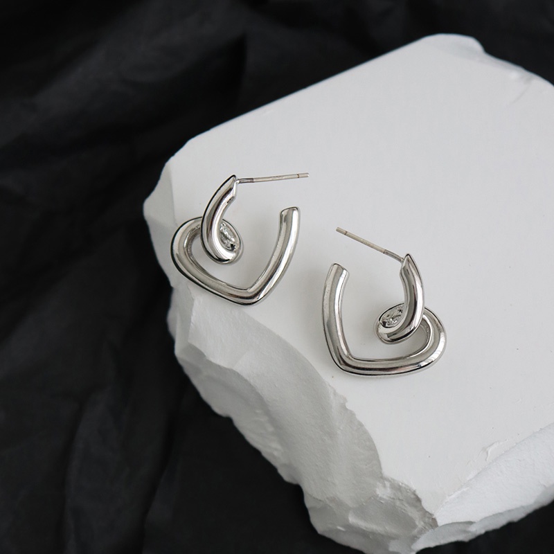 Anting Tusuk Sterling Silver 925 Model Hati Untuk Wanita