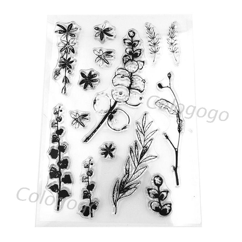 Leaves and Flowers Clear Stamp Transparent Seal Stamps for DIY Scrapbooking Craft Card Photo Album Diary Decoration 