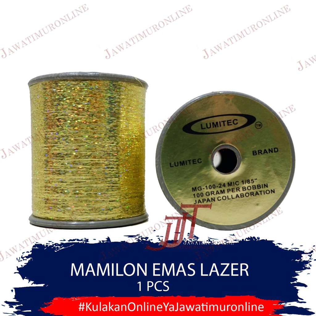 Benang Mamilon GOLD LAZER / Benang Gepeng Warna Emas Laser