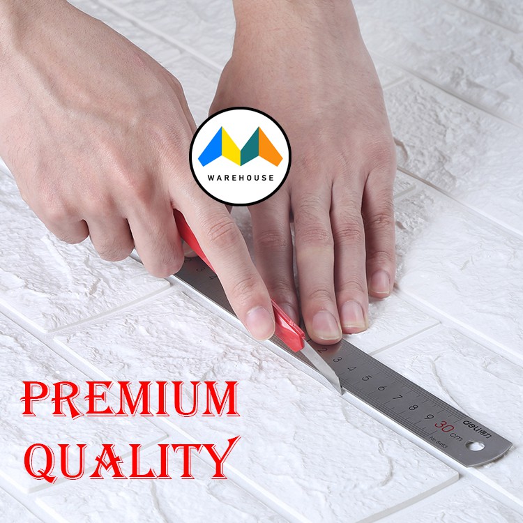 MW Wallpaper Foam Hitam Bata 3D Bata Warna Hitam Premium Wall Paper Sticker Tebal 3MM-2