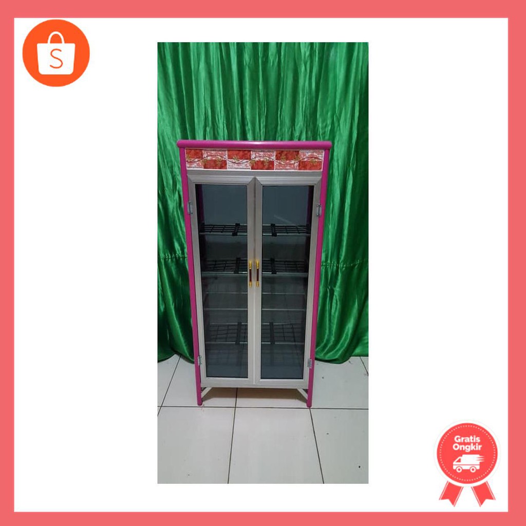 Rak sepatu kaca alumunium