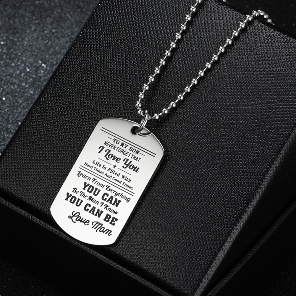 Hu Hu Hu Hu Hu Alat Bantu Pasang Kacamata♡ Kalung Rantai Liontin Dog Tag Motif Tulisan Untuk Pria