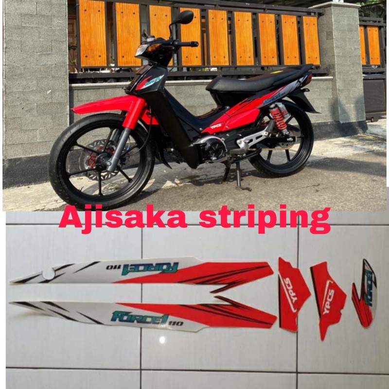 stiker striping Yamaha force1 force 1 1990 1991/1993/1994 merah hitam merah