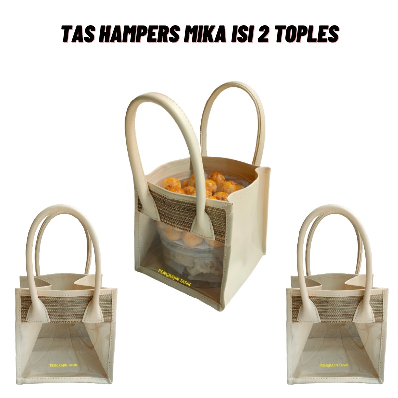 Keranjang Hampers Mika Mendong Isi 2 Toples Tas Parcel Mendong Mika Transparan