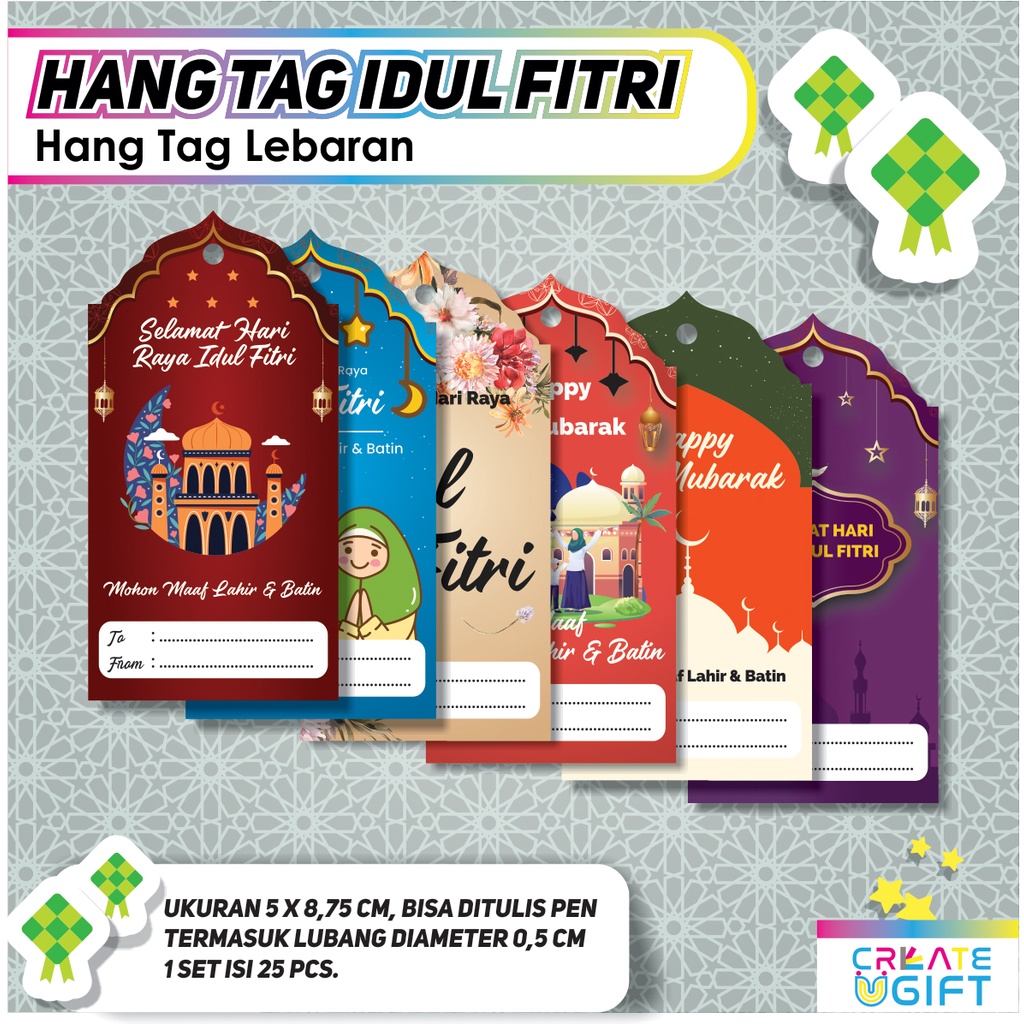 

25PCS Hang Tag Lebaran | Hangtag Idul Fitri | Kartu Ucapan Mini Hari Raya | Tag Ramadhan