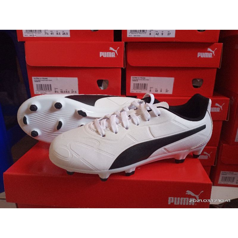 Puma Monarch FG Jr White-Black-Puma White
