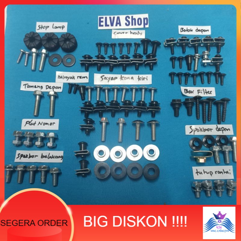 {BISA COD}  baut karet ring bosh skrup lengkap full set body honda karisma