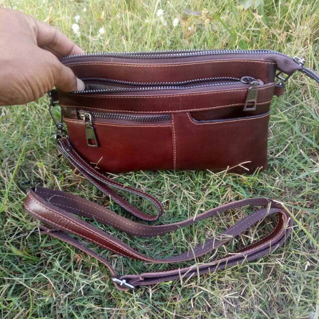Tas hand bag asli kulit sapi cklat, Tan 03