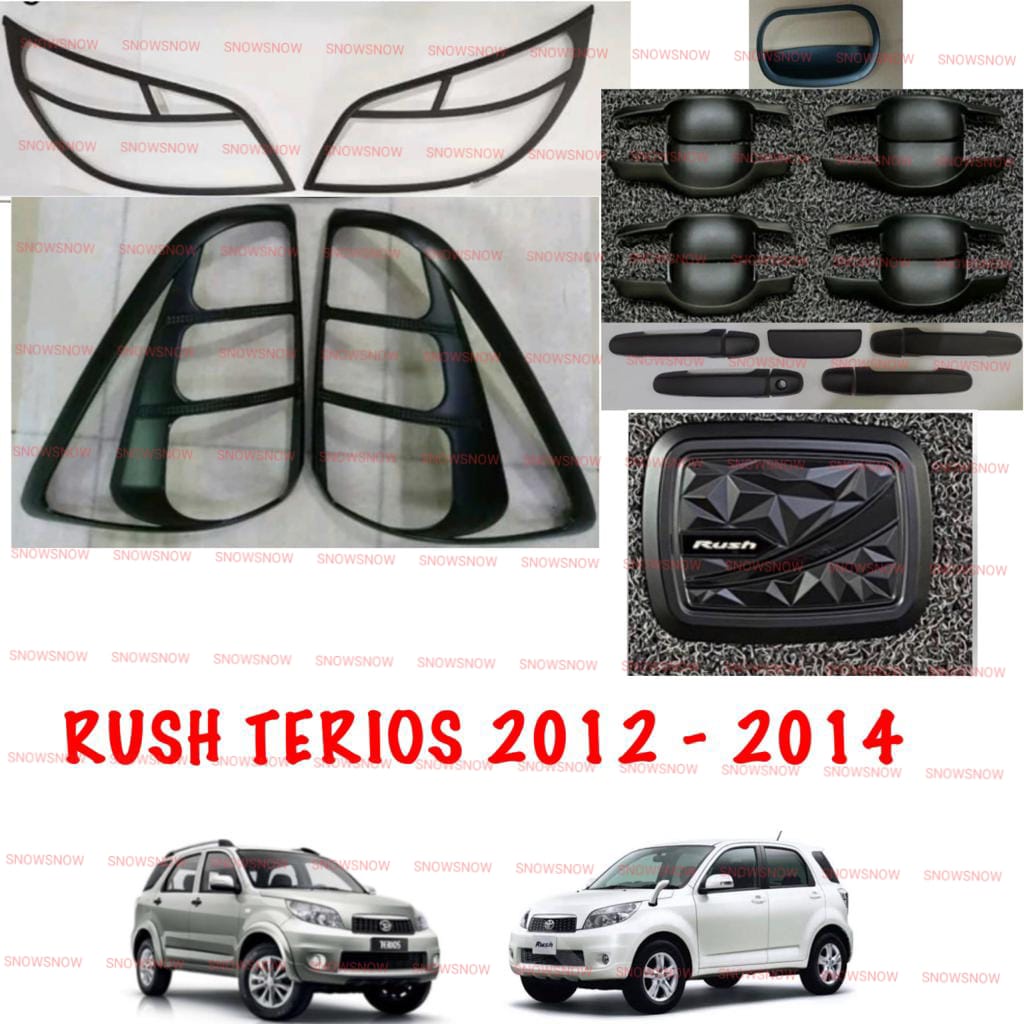 Paket Garnish Depan Belakang Outer Handle Tank Cover New Rush Terios Lama 2012 2014 Hitam Chrome