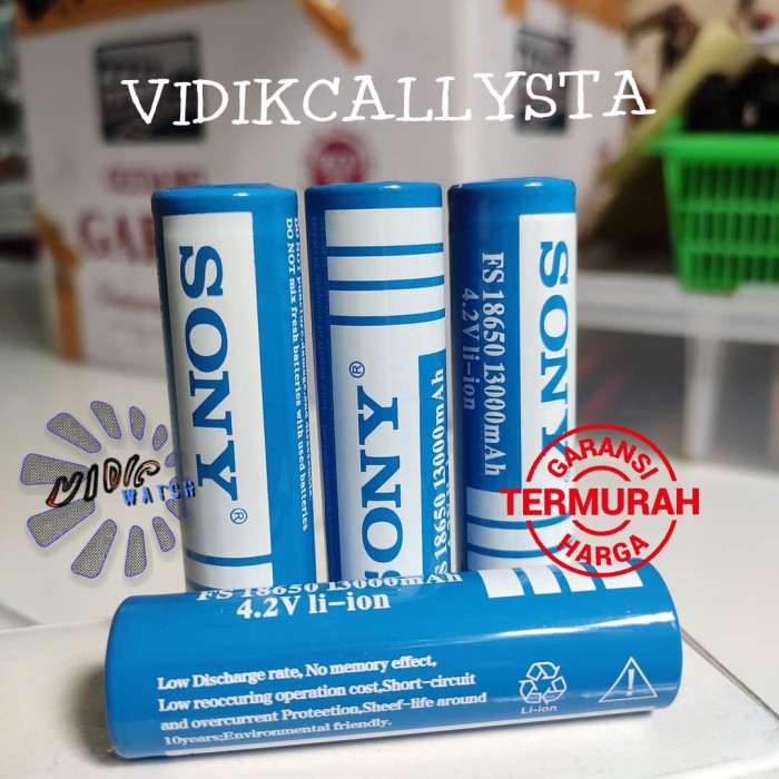 BATU BATTERY BATREI SONY 18650 RECHARGEABLE 13000mAh 4.2V BIRU