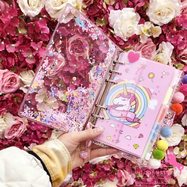 1 Set Notebook Kulit Unicorn Anak Diary Buku Catatan Journal Pink Binder Kado Hadiah Sekolah Kuliah Perempuan Cewek