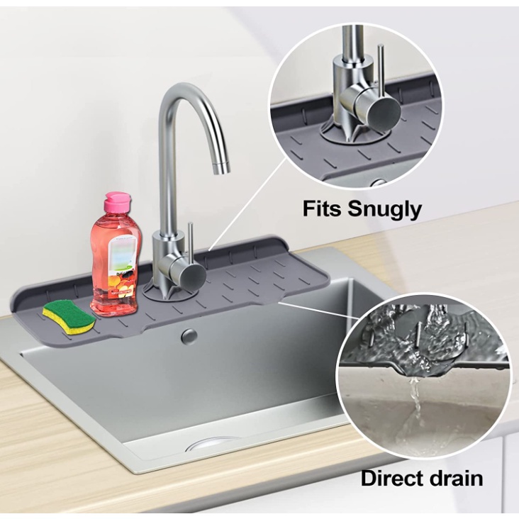 【READY STOCK】 Kitchen Silicone Faucet Absorbent Mat Sink Splash Guard For Bathroom Kitchen Gadgets