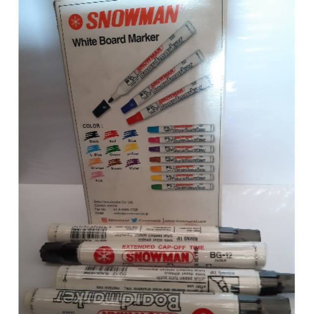 

Spidol Whiteboard marker Snowman BG12 Hitam