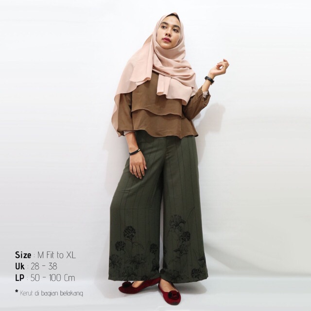 Kulot Motif Bunga / Celana Panjang wanita / Basic Cullots