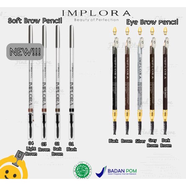 IMPLORA EyeBrow Pencil 2 IN 1 Eye brow / 2IN1 PENSIL ALIS IMPLORA