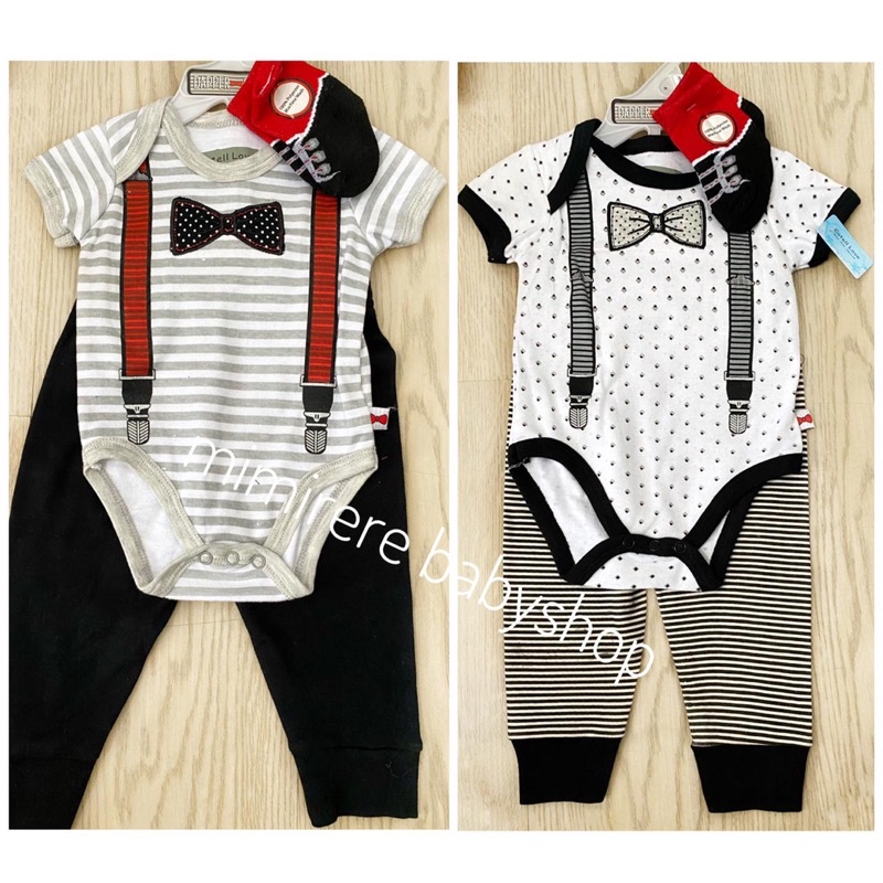 Catell Love Set Jumper Celana Panjang Suspender Bow Tie