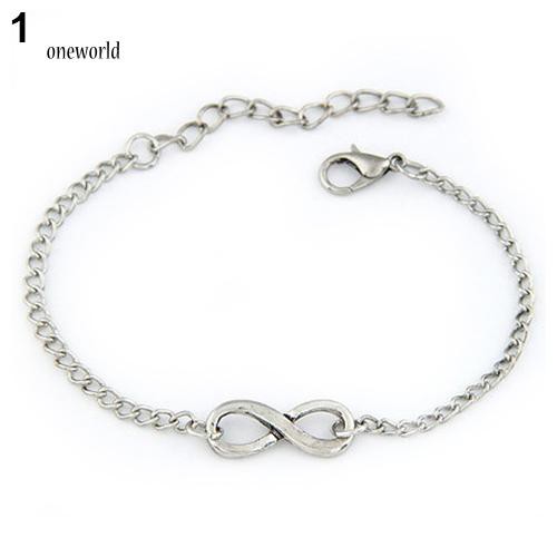 OW Gelang Rantai Liontin Simbol Infinity Bahan Metal Adjustable