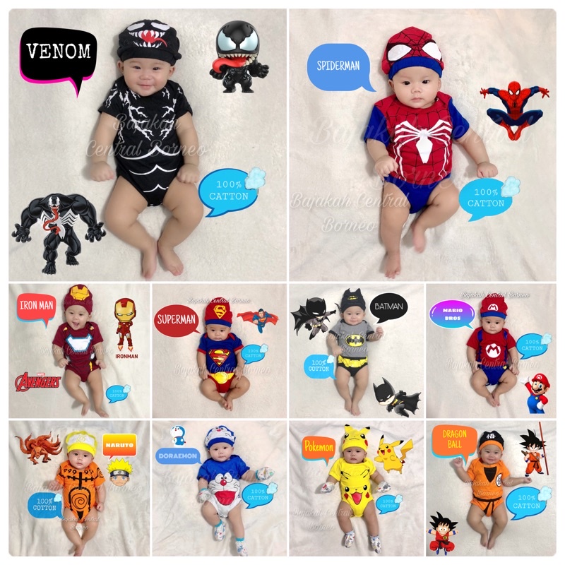 TERLARIS !!! JUMPSUIT LUCU / JUMPSUIT KARAKTER BABY / BAJU BAYI / BAJU BABY / JUMPER BAYI / KOSTUM BAYI TERMURAH !