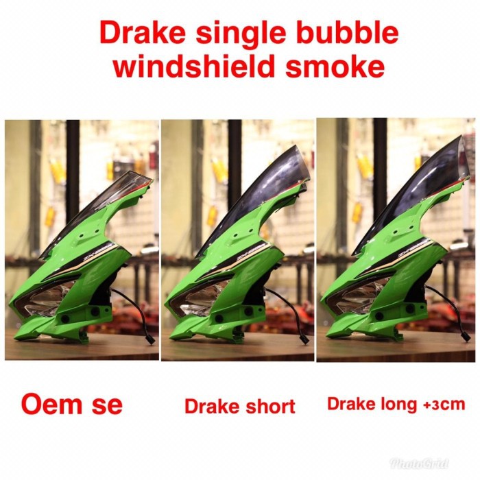 Drake Single Bubble Windshield Visor Kawasaki ZX-25R Smoke - Pendek