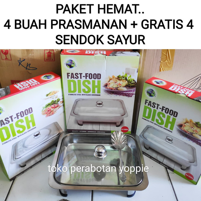 SPESIAL PROMO - PRASMANAN STAINLESS TUTUP KACA - NAMPAN SAYUR - WADAH SAYUR