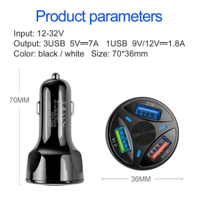 CHARGER MOBIL 3 PORT USB 2.1A QC3.0 - CM27 CHASAN MOBIL ADA 3 PORT USB COLOK DI LIGHTER FREE 1 PORT TOTAL 4 PORT