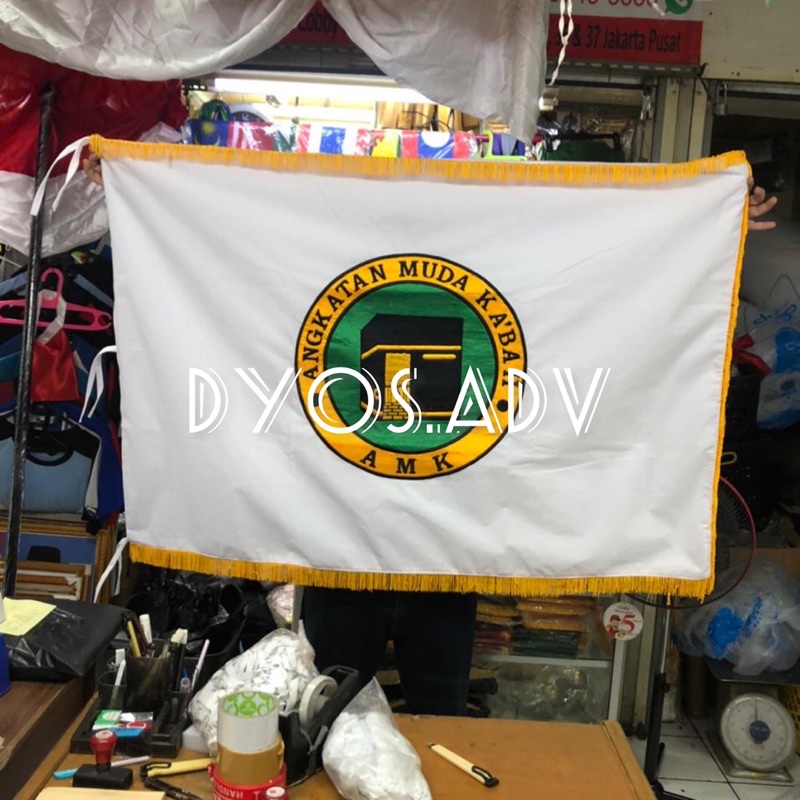 Bendera pataka bordir custom (Satu sisi)