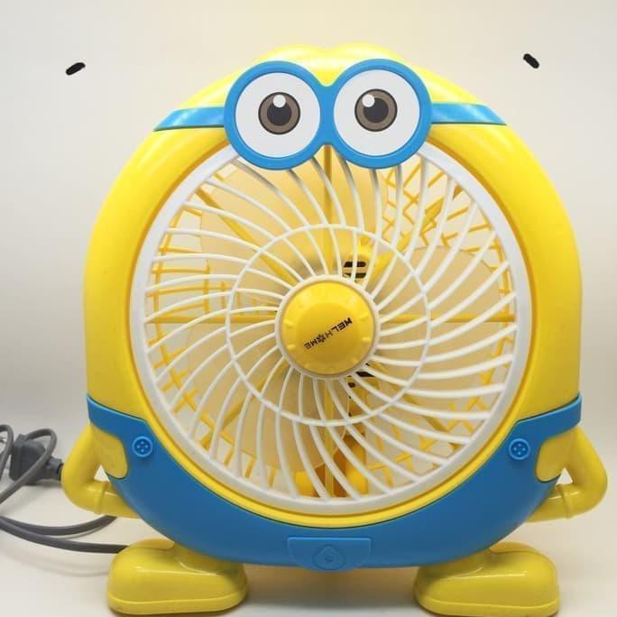kipas angin box fan welhome wh 180m karakter minion - Kuning
