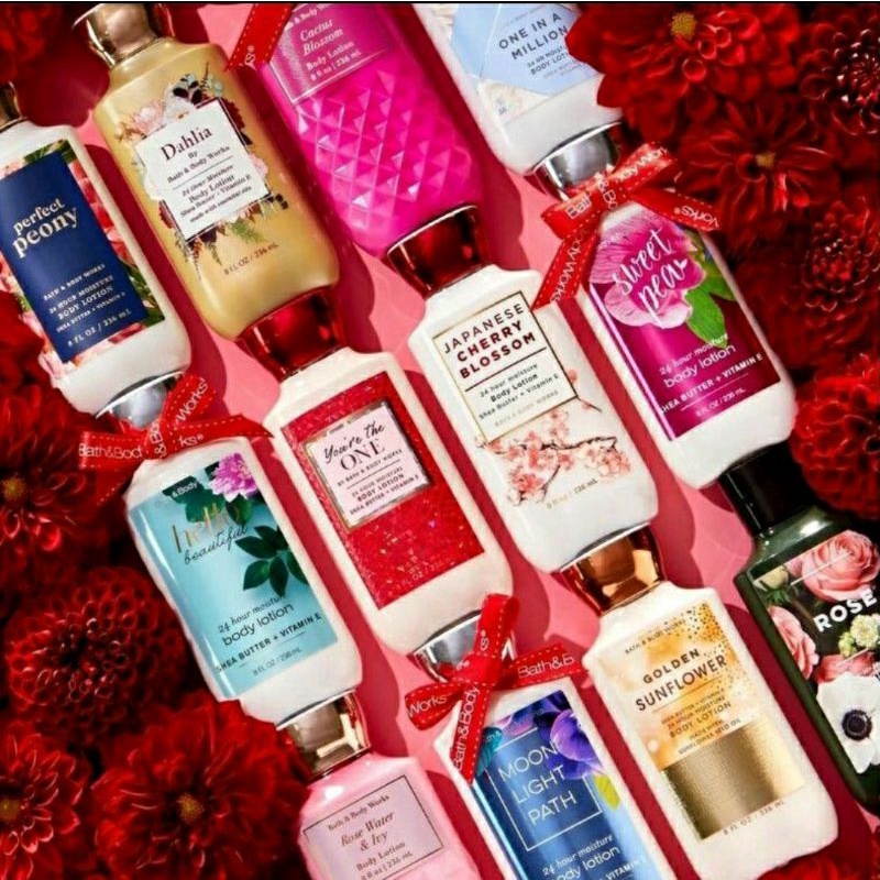 BATH &amp; BODY WORKS BBW FRAGRANCE BODY LOTION 236 ML MIX WARM VANILLA SUGAR MAD ABOUT YOU A THOUSAND WISHES FOR YOU CHAMPAGNE TOAST PERFECT PEONY DARK KISS YOU'RE THE ONE YTO CACTUS BLOSSOM SALTWATER BREEZE FRESH CUT LILACS THE NIGHT ITN PURE WONDER ROSE