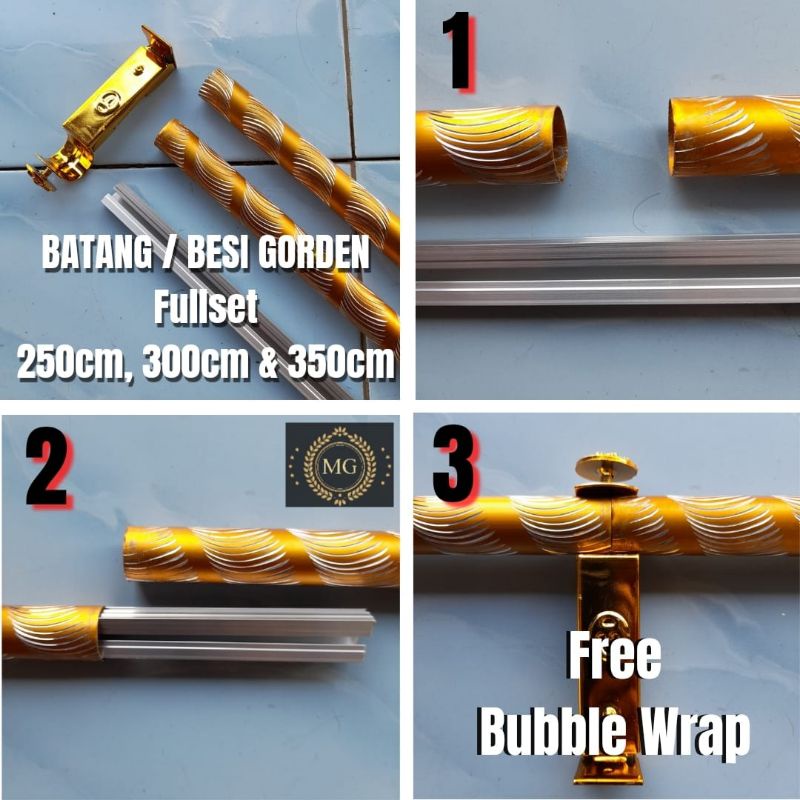 Batang Gorden fullset 2.5meter sampai 3.5 meter besi gorden
