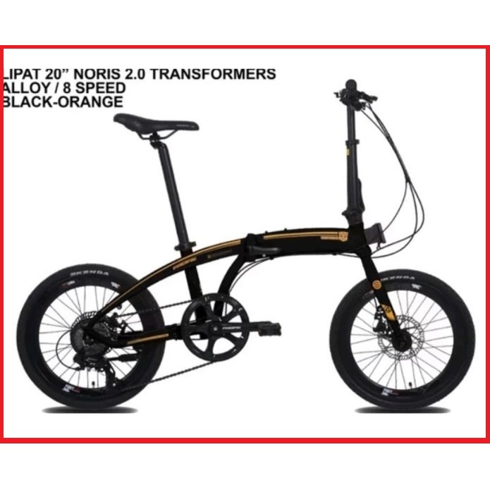 SEPEDA LIPAT - PASIFIC 8S NORIS 2.0 TRANSFORMER 20" warna BLACK