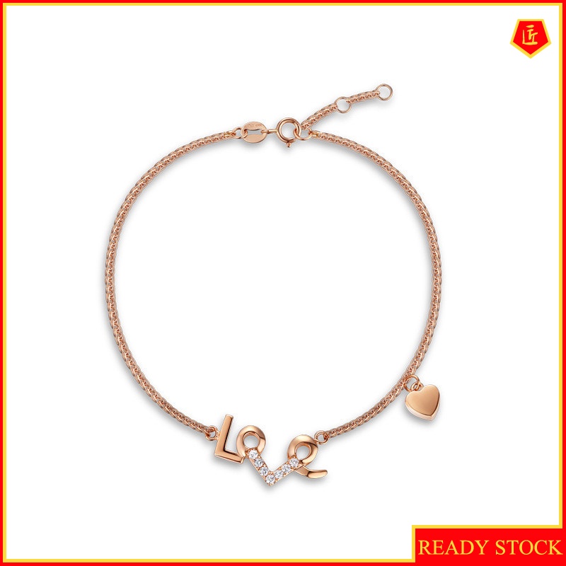 [Ready Stock]Creative Love Letter Bracelet Women's 18K Rose Gold