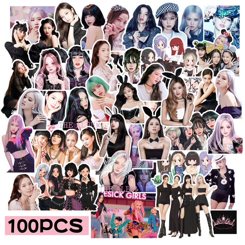 100pcs / Pak Stiker Kpop Blackpink Jennie Lisa Untuk Dekorasi Album Foto / Diary Diy