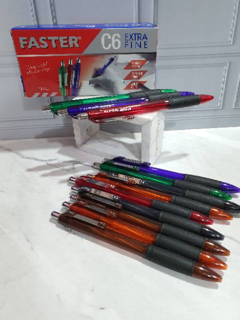 Pen Faster C6 cetek (1box = 12pcs)/faster/C6/bolpen faster-1