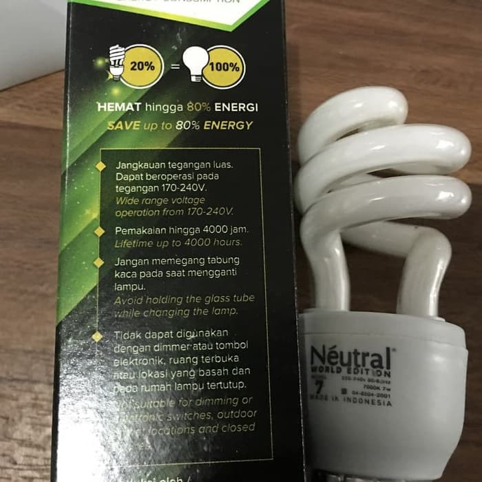 Spiral Neutral 7W 7 Watt 7000K Cahaya Putih Terang Awet Berkualitas