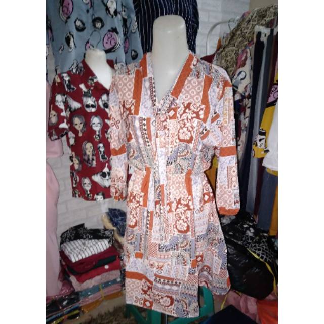 Tunik etnik tali leher bahan wolfis COD