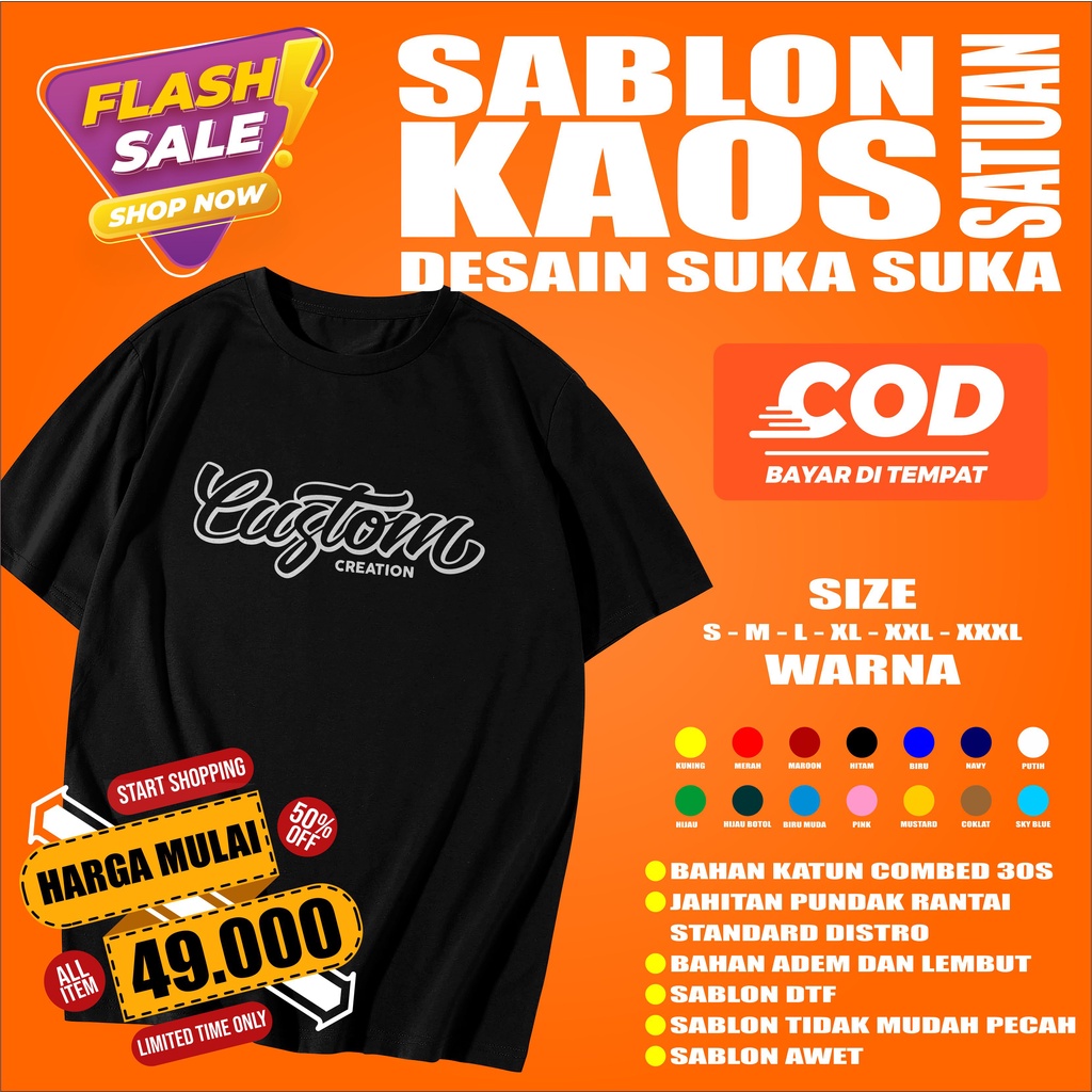 Kaos custom desain suka suka / Kaos custom satuan / Kaos custom foto / kaos desain sendiri