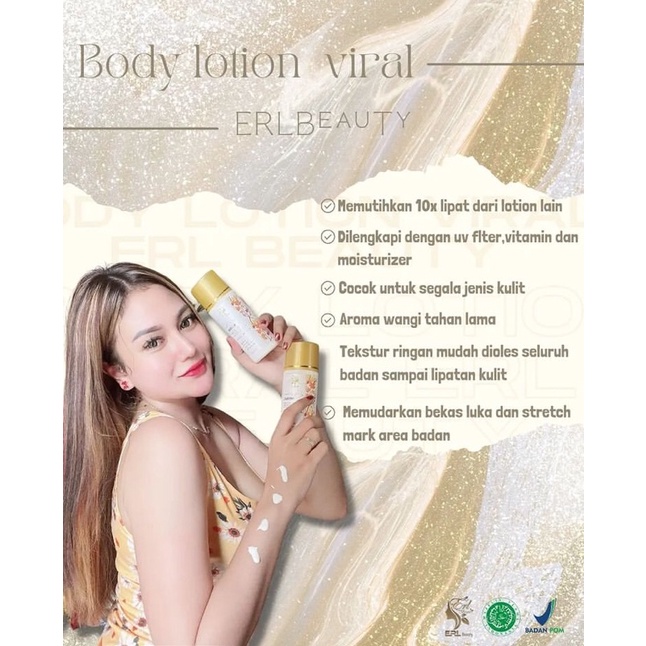 Erl Beauty Lotion Dosting Viral BPOM | Lotion Erl Beauty Pemutih Badan Strectmark Termurah Terlaris 