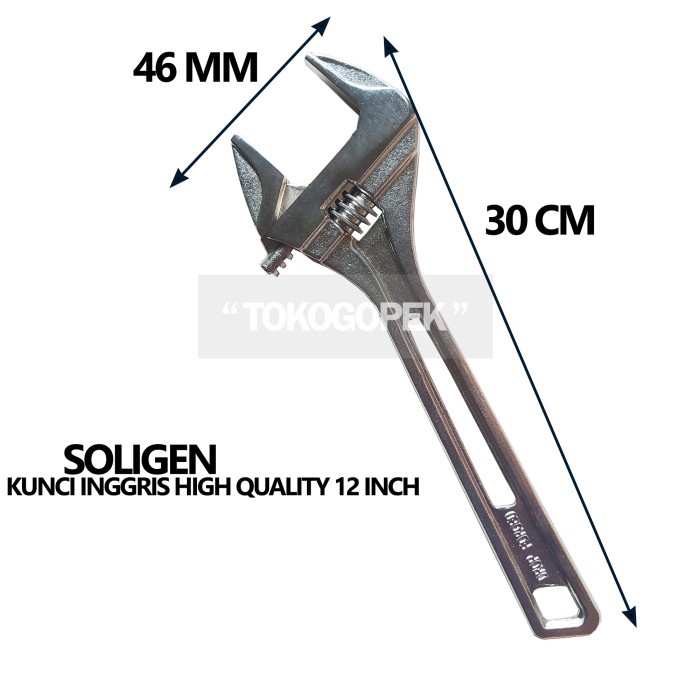 SOLIGEN ADJUSTABLE ANGLE WRENCH HIGH QUALITY - KUNCI INGGRIS 12&quot; INCH