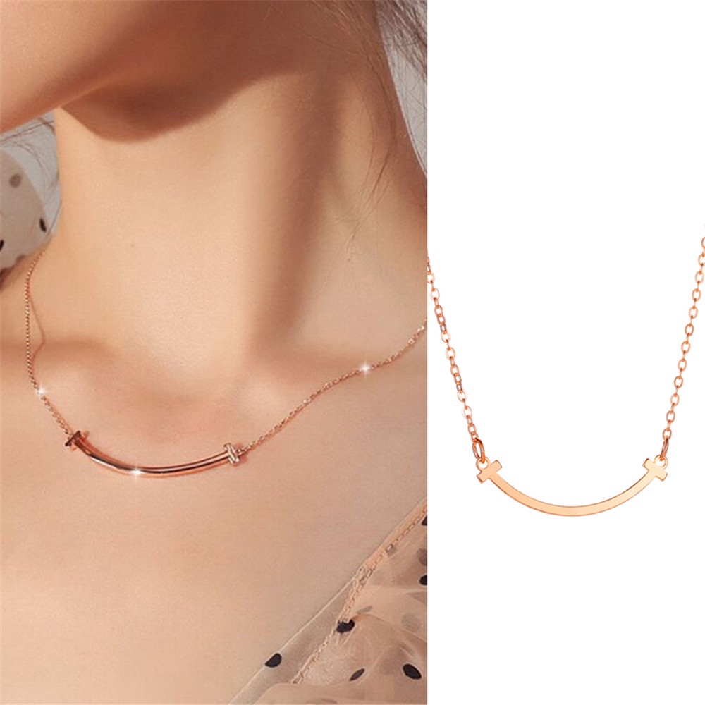 Smile Clavicle Chain Silver Gold Choker Alloy Kalung untuk Wanita