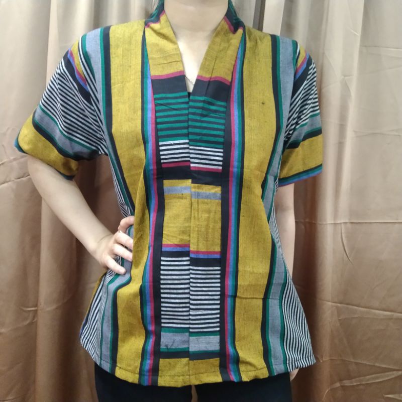 QUANS - Trimey BS018, Baju wanita, baju kantor, bahan lurik, motif garis-garis