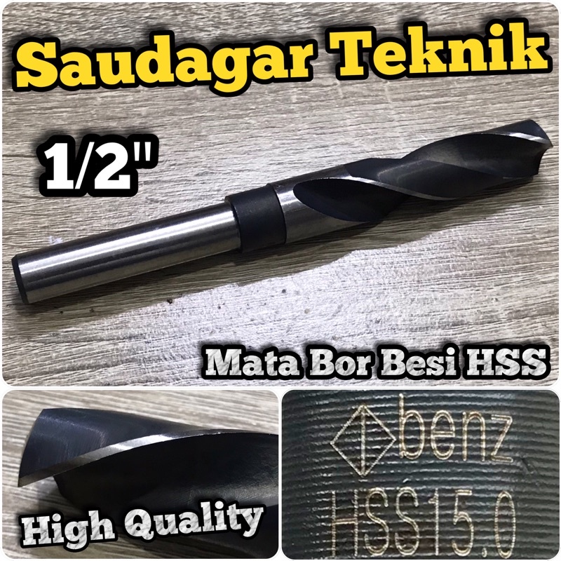 Mata Bor Besi 15mm Untuk Mesin Bor Tangan Reduced Shank 1/2&quot; 15 mm