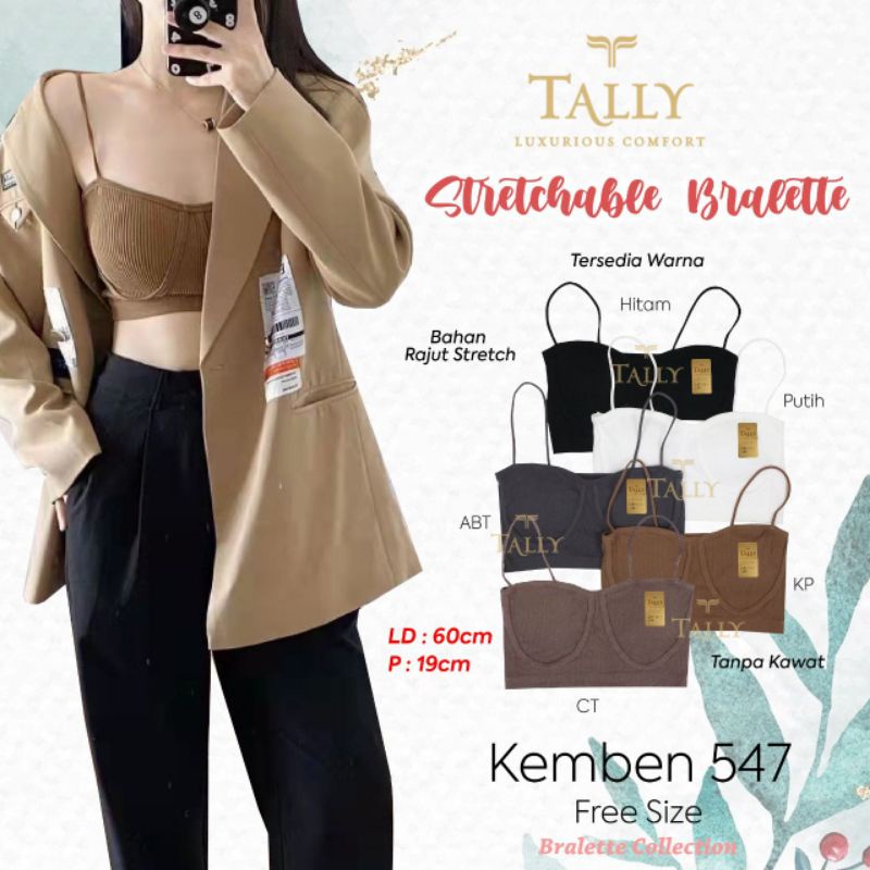 TALLY BRA BH KEMBEN BRALETTE 547 | FREE SIZE | BAHAN RAJUT | CUP B