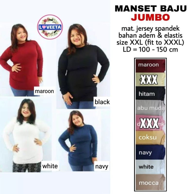 Manset Baju Bahan Jersey Size Jumbo