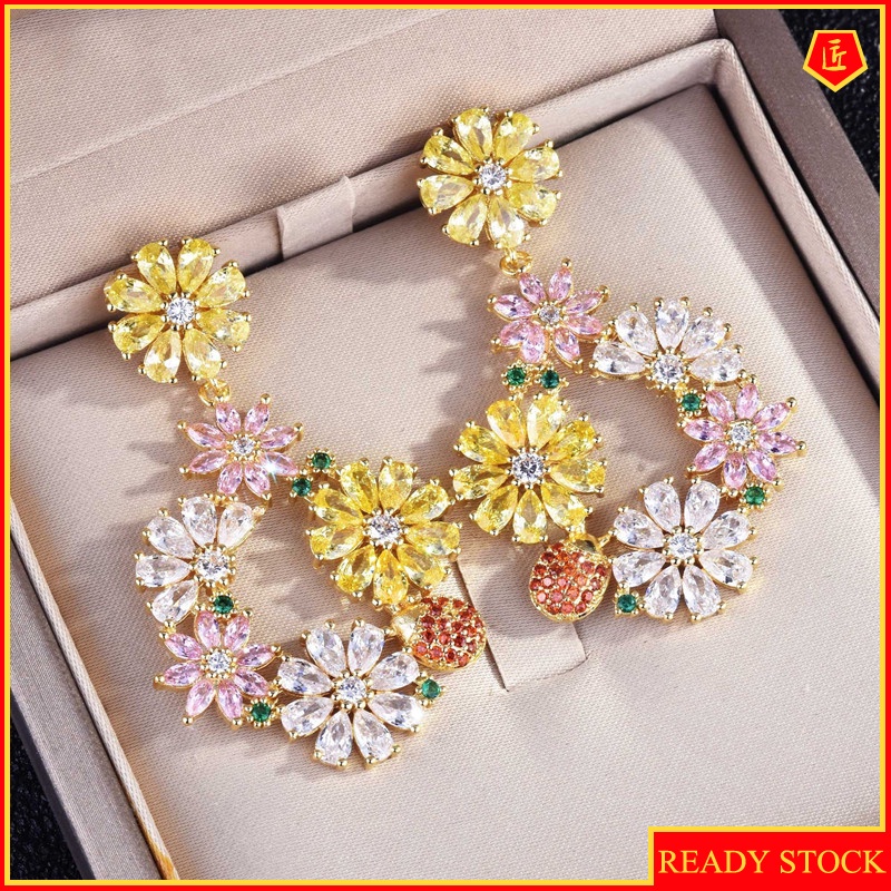 [Ready Stock]Delicate Yellow Flower Earrings for Women Temperament