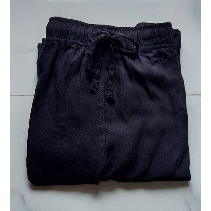 Uniqlo Drape Wide Pants - Kulot Panjang Wanita-BLACK