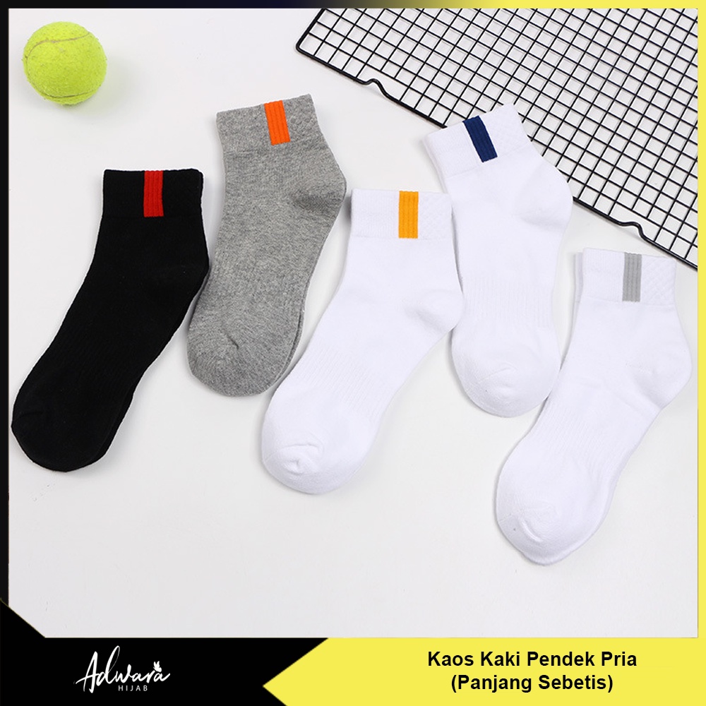 Kaos Kaki Pria Pendek Sebetis Motif Garis Warna Polos Untuk Pergi Kuliah Kantor