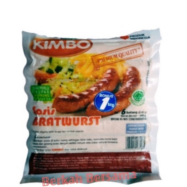 

KIMBO Bratwurst Sosis Bakar Jumbo rasa Original isi 7 pcs 500gr