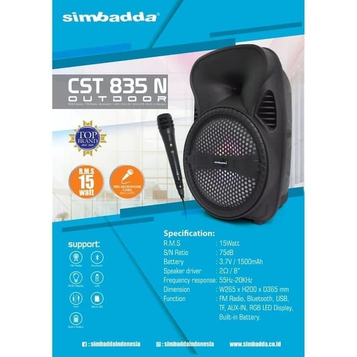 Speaker Bluetooth Portable Simbadda CST 835N Outdoor