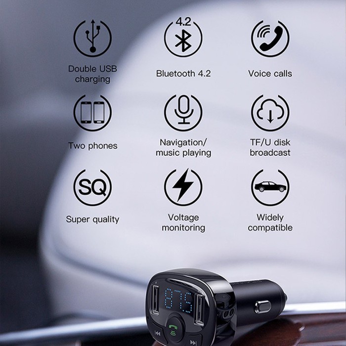 Baseus Dual USB Car Charger FM Transmitter Modulator MP3 Player